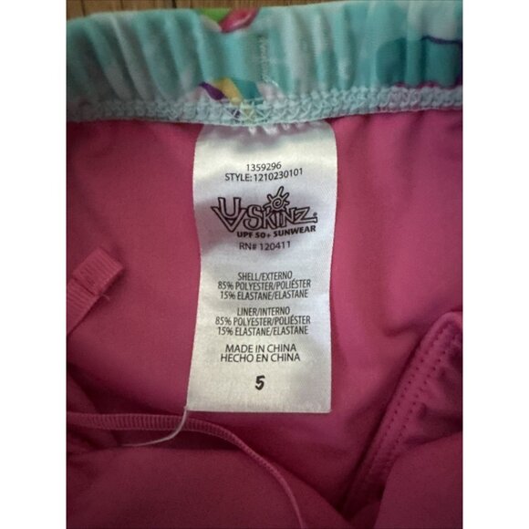 UV Skinz Blue And Pink Pool Vacation Theme Swim Skirt Girls Size 5 - Picture 3 of 4